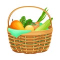 Food Stored in Wicker Basket as Everyday Reused Object Vector Illustration