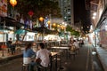 Food street in Singapore`s Chinatown at night