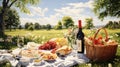 food summer picnic wine Royalty Free Stock Photo