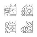 Food supplements linear icons set