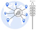 Global Food Supply Chain Network with Distribution Points and Agriculture Element Royalty Free Stock Photo