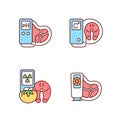 Food testing equipment RGB color icons set Royalty Free Stock Photo