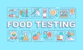 Food testing word concepts turquoise banner