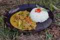 Food thai thailand rice Spicy curry beef cooking