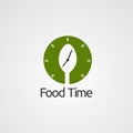 Food time with circle clock and spoon logo vector, icon, element, and template for company Royalty Free Stock Photo