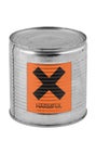 Food tin can with harmful sign Royalty Free Stock Photo