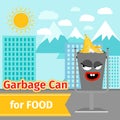 Food trash can with monster face