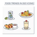 Food trends color icons set