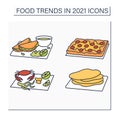 Food trends color icons set