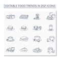 Food trends line icons set