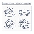 Food trends line icons set