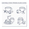 Food trends line icons set