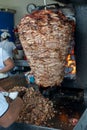 Food Trompo Pastor tacos al pastor, beef stacked in sauce with spices cooked on a taco stove, Mexico Royalty Free Stock Photo