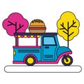 food truck burger park street trees