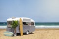 Food truck caravan on the beach Royalty Free Stock Photo