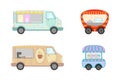 Food truck collection with ice cream and coffee and drinking food - vector