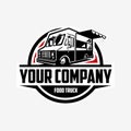 Food truck company circle emblem logo design. Best for food truck related industry Royalty Free Stock Photo