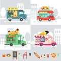 Food truck Flat design style modern vector illustration