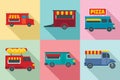 Food truck icon set, flat style Royalty Free Stock Photo