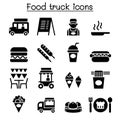 Food truck icon set Royalty Free Stock Photo