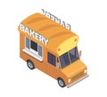 Isometric Bakery Truck Composition