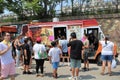 Food truck at Latino Hispanic street fair food festival in Pilsen neighborhood in Chicago, Illinois USA