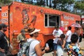 Food truck at Latino Hispanic street fair food festival in Pilsen neighborhood in Chicago, Illinois USA