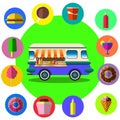 Food truck among palm trees on tropical beach Royalty Free Stock Photo