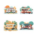 FOOD TRUCK SELLING FAST FOOD FLAT VECTOR