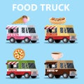 Food truck set. Pizza, ice cream, hot dog