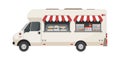 Food truck side view with food and drink, modern van transport flat vector illustration Royalty Free Stock Photo