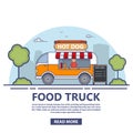 Food truck.Trading in hot dogs.Street food.Cooking in the van.Fast-food car.