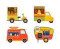 Food truck trailers vector set.