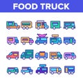 Food Truck Transport Collection Icons Set Vector Royalty Free Stock Photo