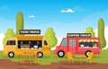 Food Truck Van Car Vehicle Street Shop Park Illustration