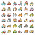Food truck vector icon set, filled style editable stroke Royalty Free Stock Photo