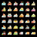 Food truck vector icon set, flat style Royalty Free Stock Photo