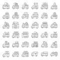 Food truck vector icon set, line style editable stroke Royalty Free Stock Photo