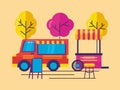 food trucks flat design image