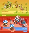 Food Trucks 2 Horizontal Isometric banners Royalty Free Stock Photo