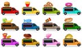 Food trucks vector set isolated