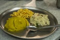 Food Upma Shira and Sev Breakfast in canteen at Dharwad Karnataka