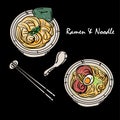 Food vector Japanese noodle Ramen cuisine soup object