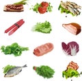 food   vegetables   meat   greens, fish Royalty Free Stock Photo