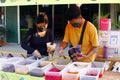 Food vendor sells Filipino dessert or snack food called Halo Halo Royalty Free Stock Photo