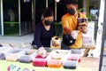 Food vendor sells Filipino dessert or snack food called Halo Halo Royalty Free Stock Photo