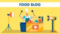 Food Video Blog Shooting Stage Flat Illustration