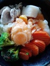 Sukiyaki with egg broccoli tasty yummy