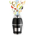 Food waste disposer, vector realistic isolated illustration
