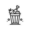 Black line icon for Food Waste, vegetables and garbage Royalty Free Stock Photo